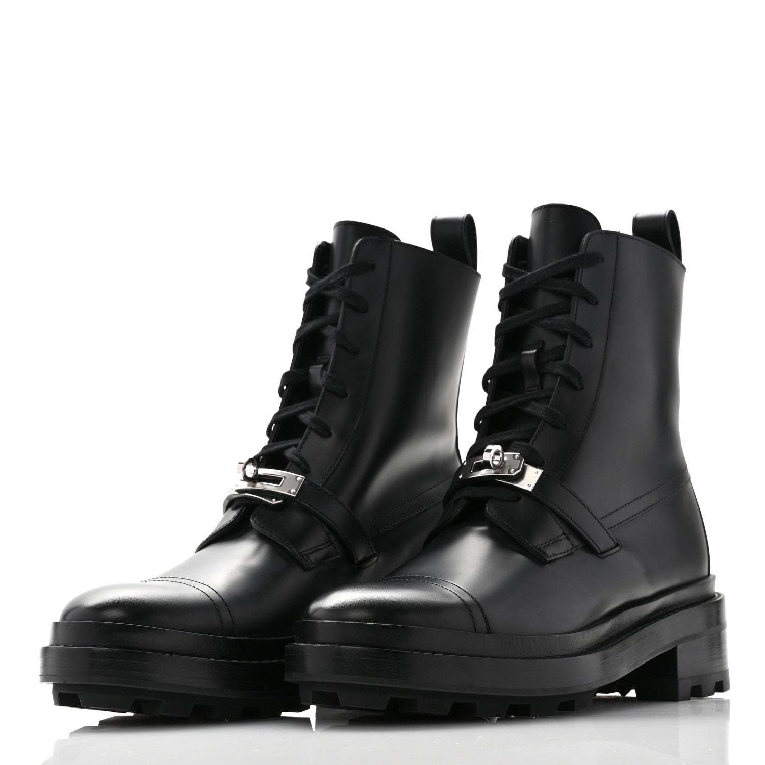 Hermes Glossed Calfskin Funk Ankle Boots 38.5 Black 3 of 10