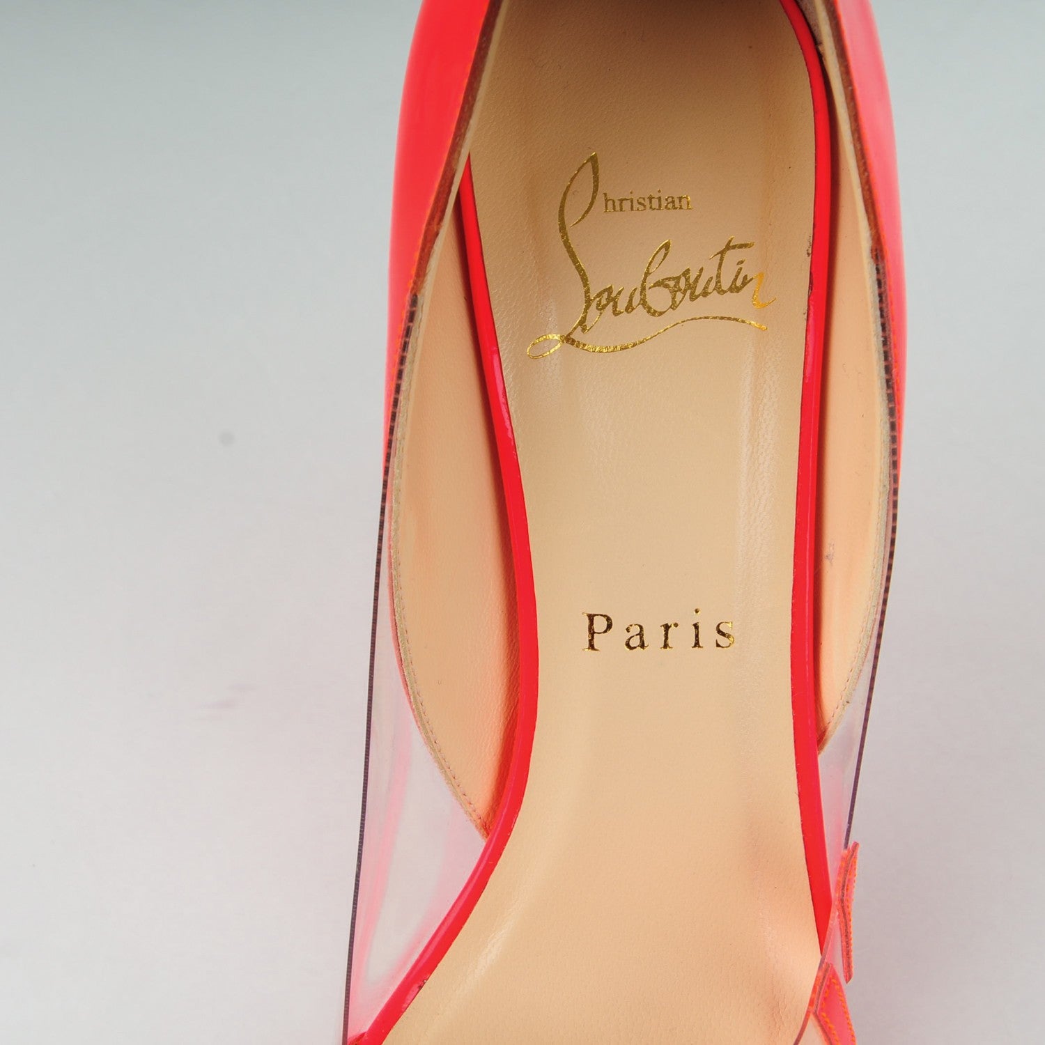 Christian Louboutin Patent Fluo PVC Pivichic 120 Pumps 34.5 Rose Paris 8 of 8