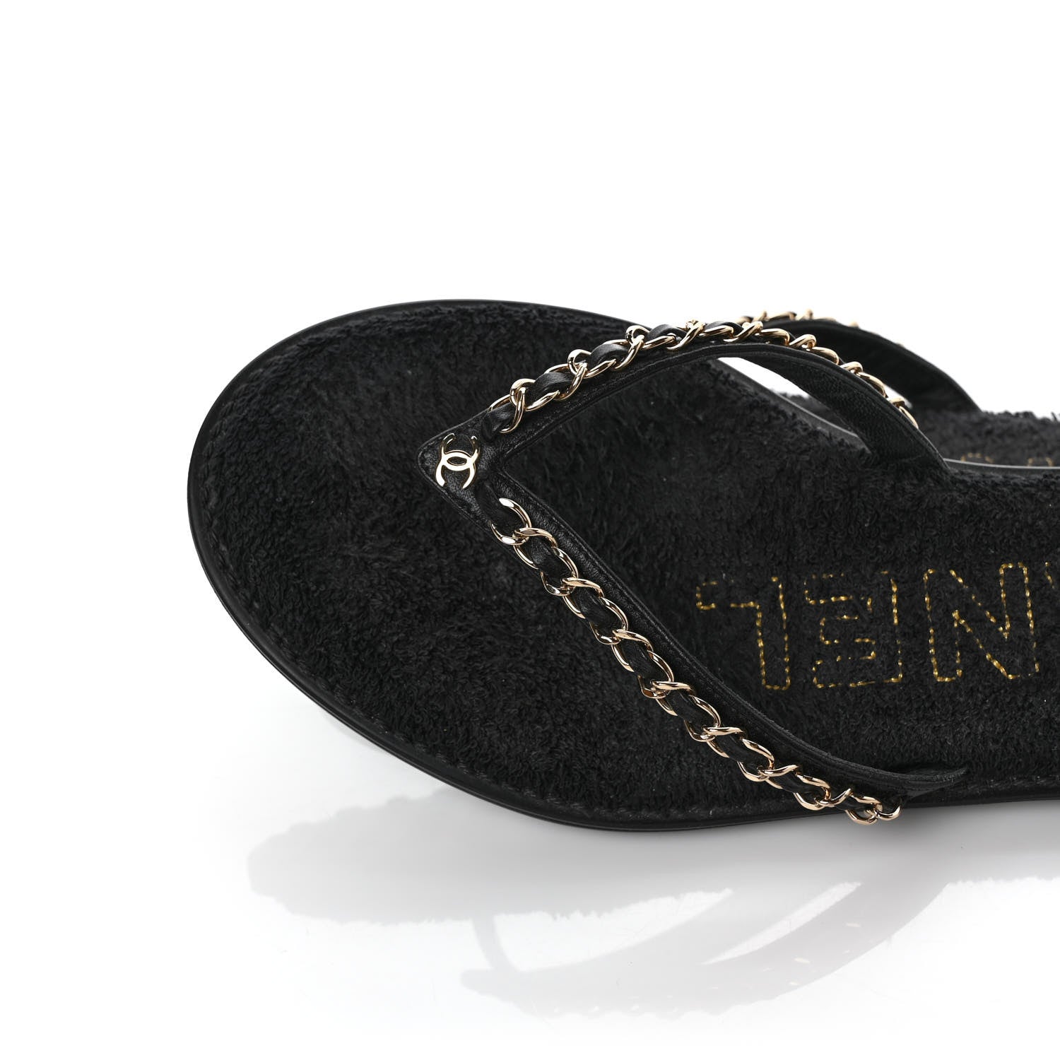 Chanel Lambskin CC Chain Thong Sandals 39 Black 8 of 9