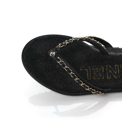 Chanel Lambskin CC Chain Thong Sandals 39 Black 8 of 9
