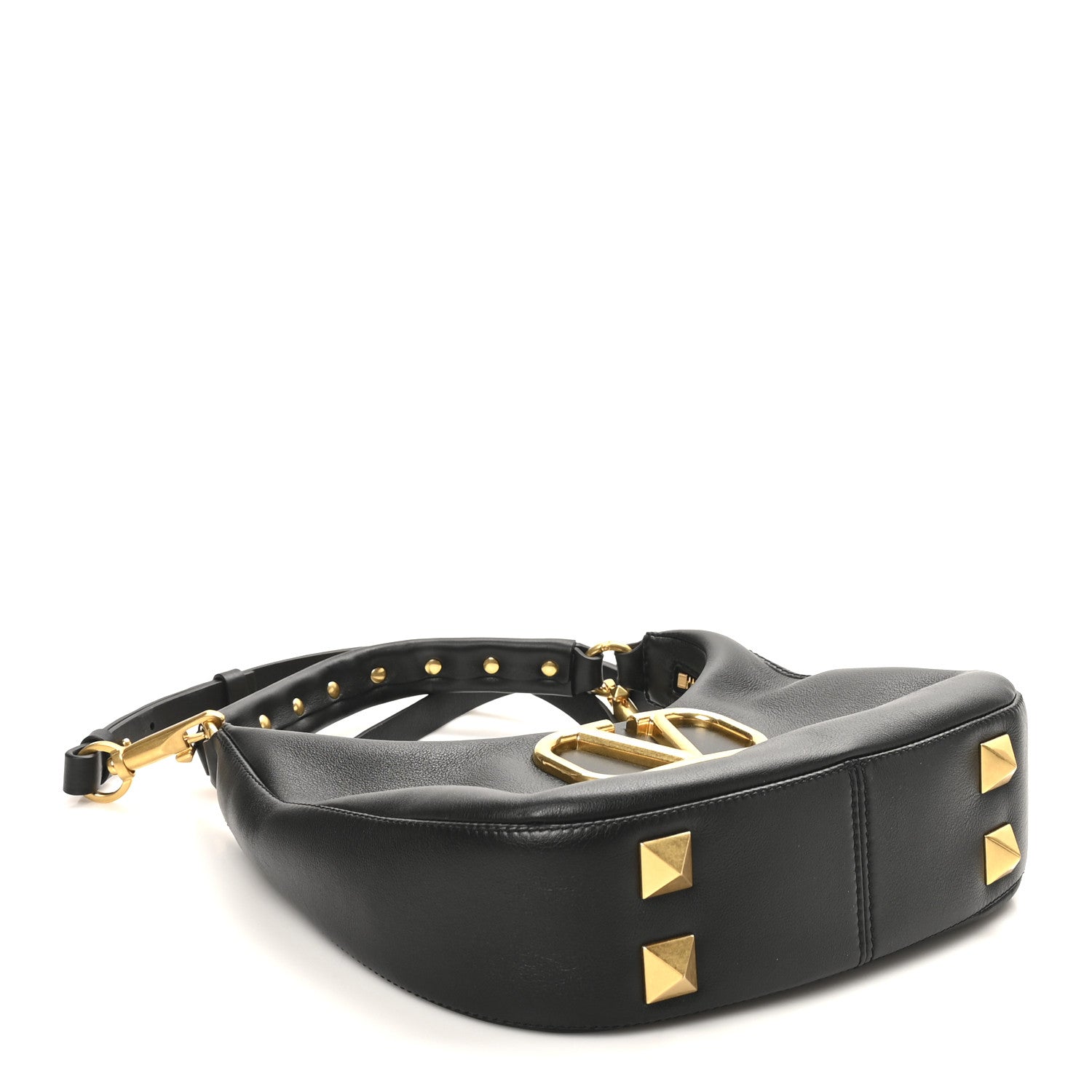 Valentino Garavani Calfskin Stud Sign Zip Hobo Black 4 of 9