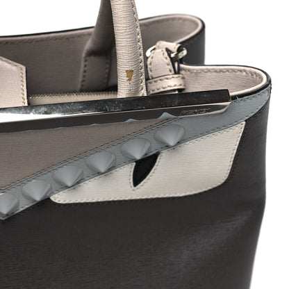 Fendi Vitello Elite Monster Eyes Studded Petite 2Jours Tote Carbone White Multicolor 10 of 12