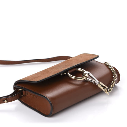 Chloe Suede Calfskin Mini Faye Shoulder Bag Tobacco 4 of 12