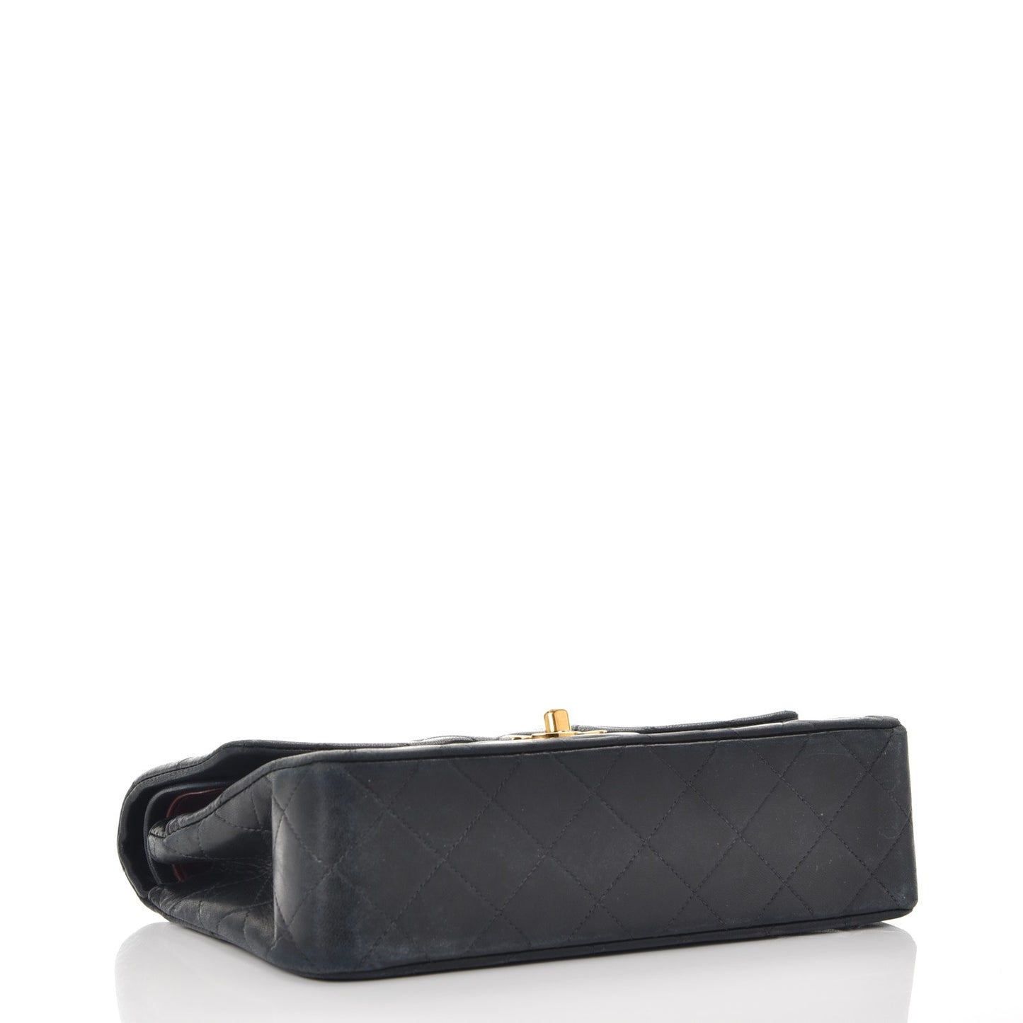Lambskin Quilted Small Double Flap Navy