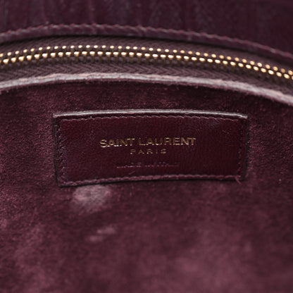Saint Laurent Calfskin Crocodile Embossed Small Sac de Jour Wine 6 of 15