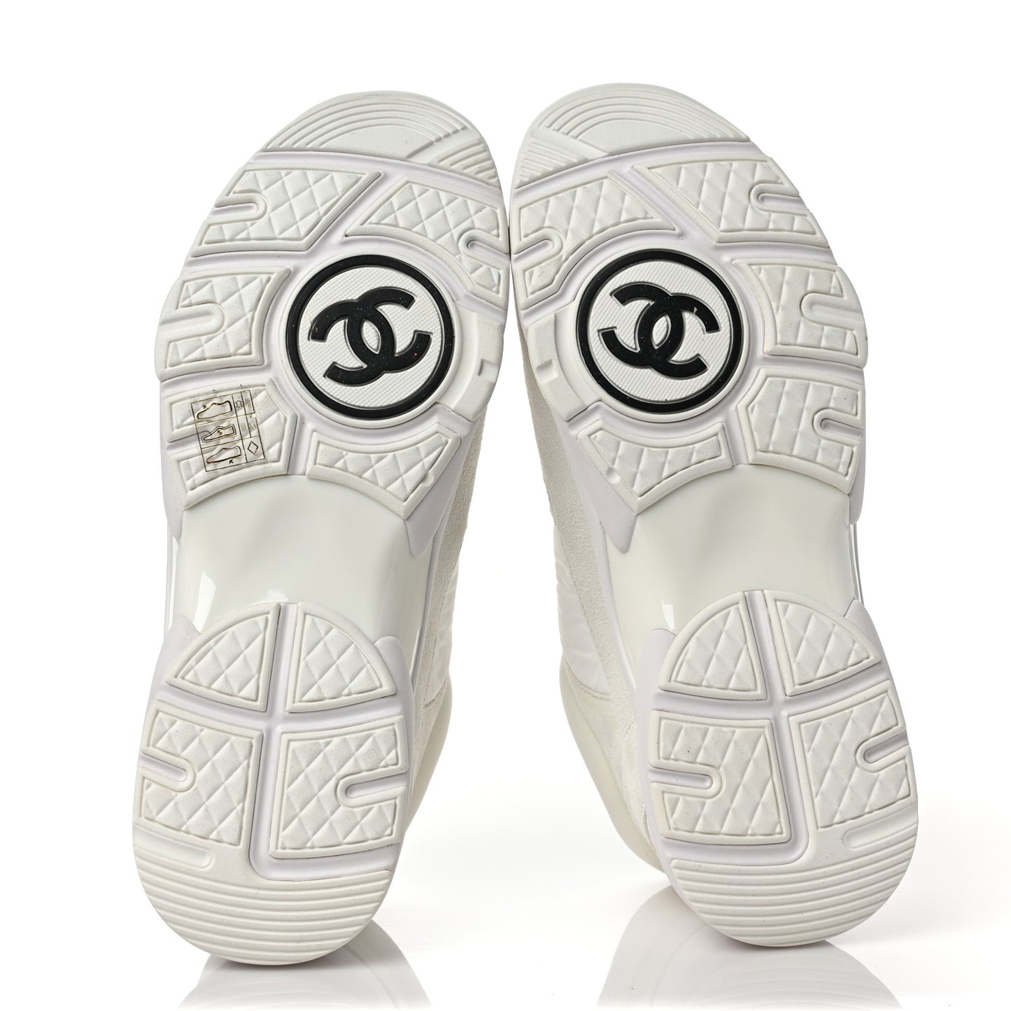 Suede Calfskin Fabric CC Sneakers 39 White