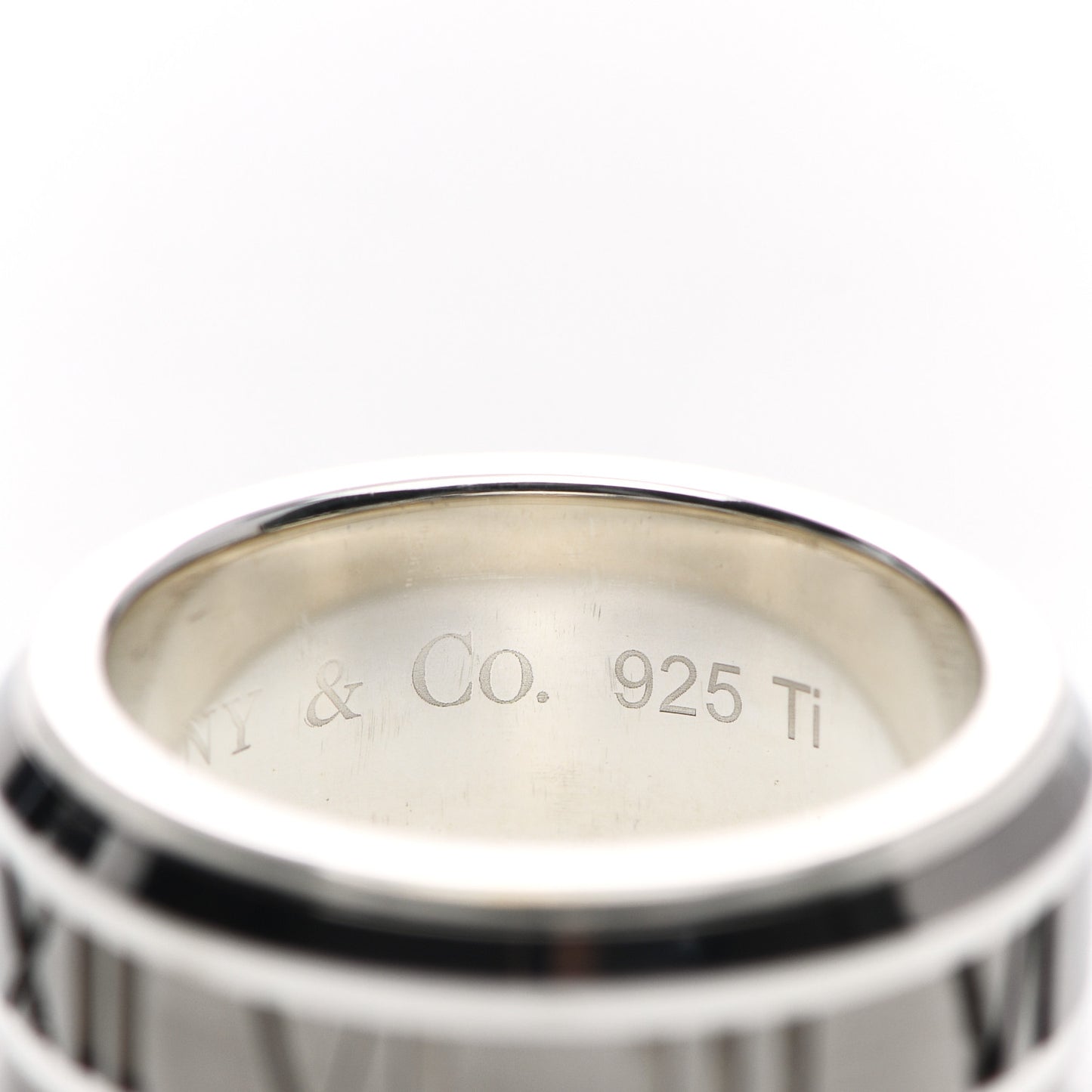 Sterling Silver Titanium Atlas Band Ring 50 5.5