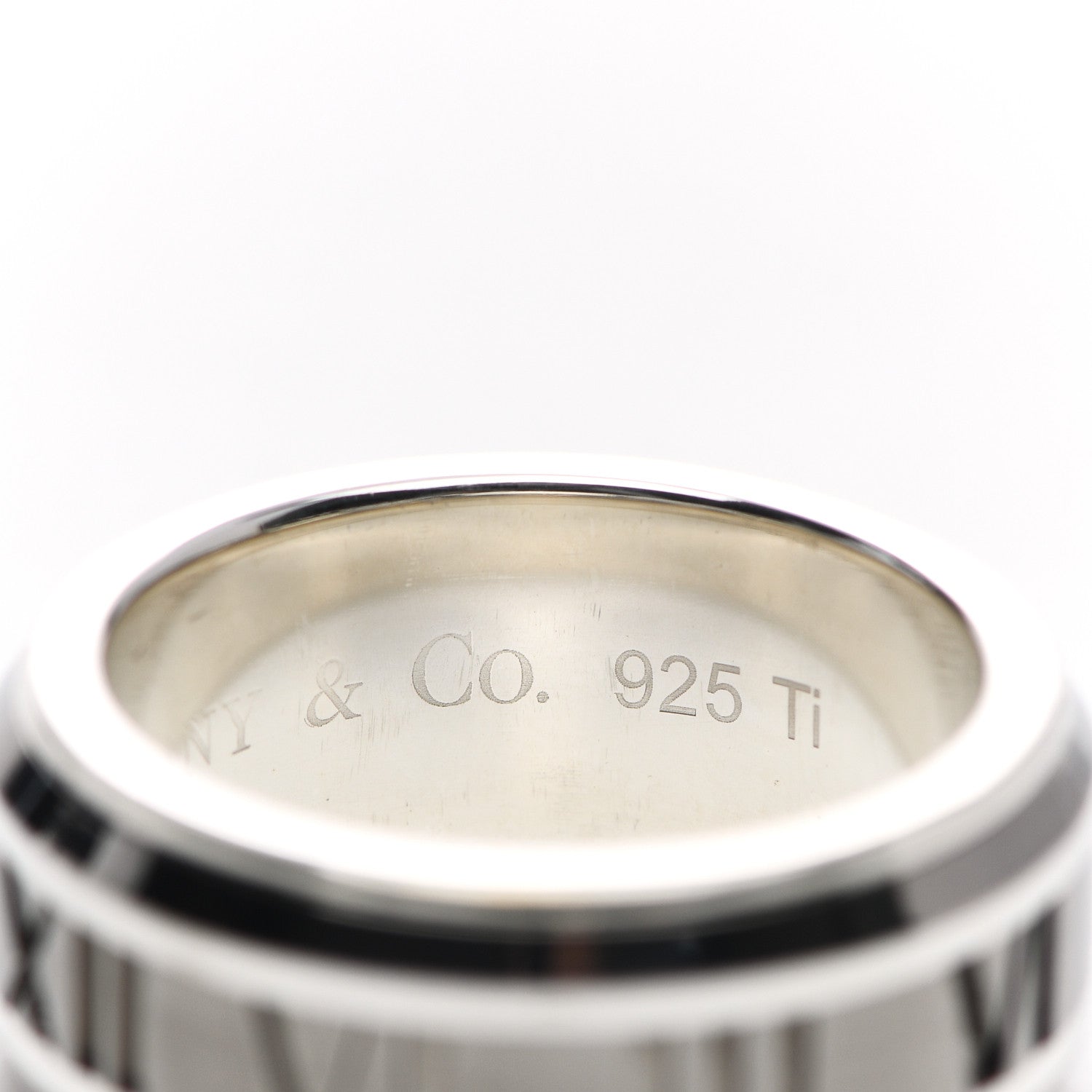 Tiffany Sterling Silver Titanium Atlas Band Ring 50 5.5 5 of 5