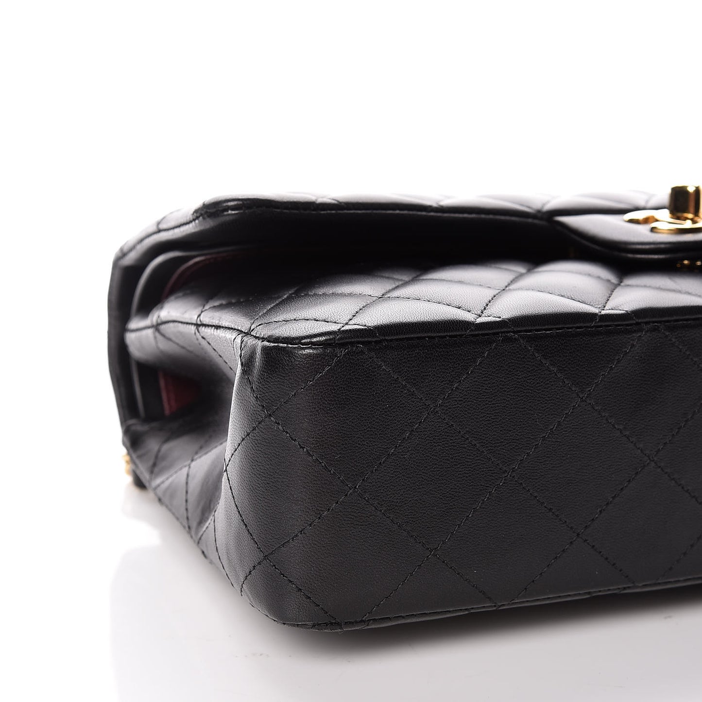 Lambskin Quilted Medium Double Flap Black