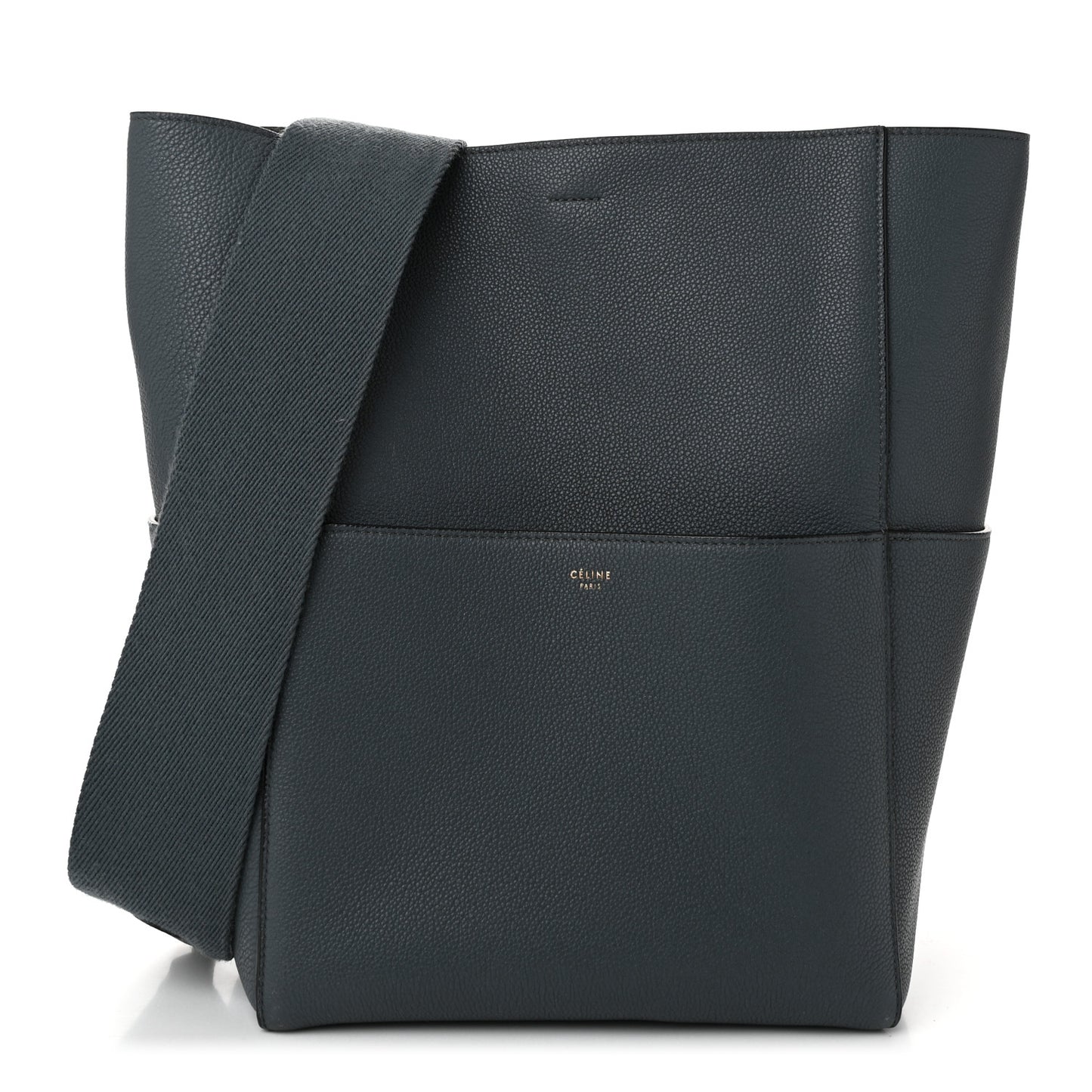 Soft Grained Calfskin Sangle Bucket Bag Petrol