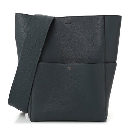 Celine Soft Grained Calfskin Sangle Bucket Bag Petrol 1 of 9