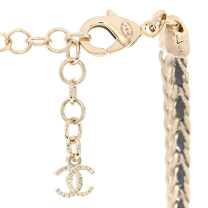 Chanel Metal Lambskin Crystal Chain CC Necklace Black Gold 5 of 5