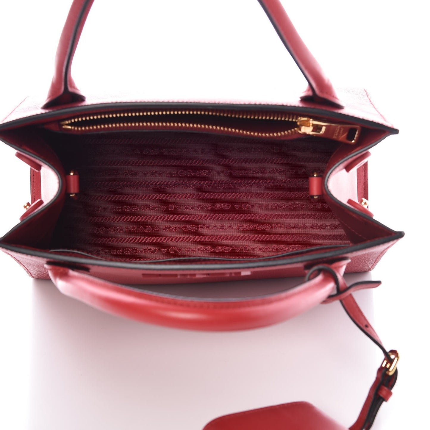 Saffiano Cuir Calfskin Small Monochrome Top Handle Tote Fuoco