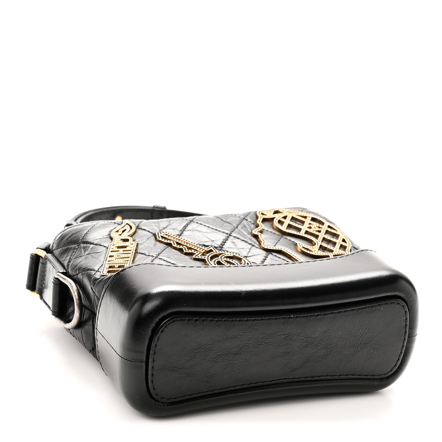 Chanel Aged Calfskin Quilted Charms Small Gabrielle Hobo Black 4 of 10