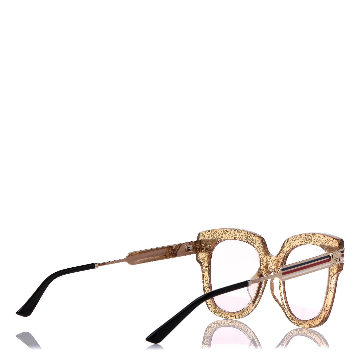 Gucci Acetate Square Frame Web Glitter GG0281S Sunglasses Gold 4 of 9