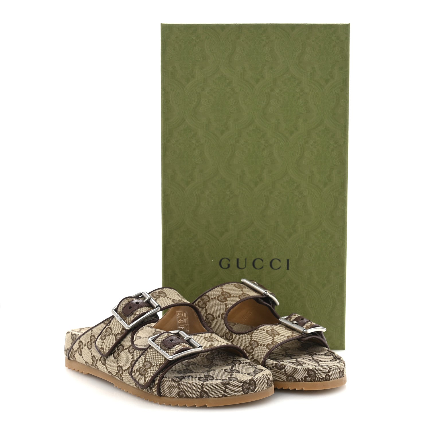 Gucci GG Monogram Lavaredo Eco Fabric Mens Slide Sandals With Straps 6 Beige Ebony Light Brown 10 of 10