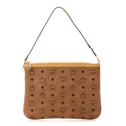 MCM Visetos Liz Shopper Tote Pouch Cognac Yellow 1 of 10