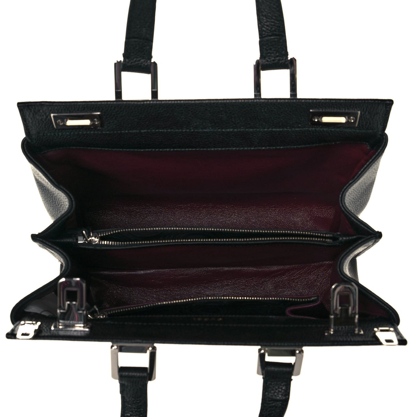 Grainy Calfskin Small Zumi Top Handle Bag Black