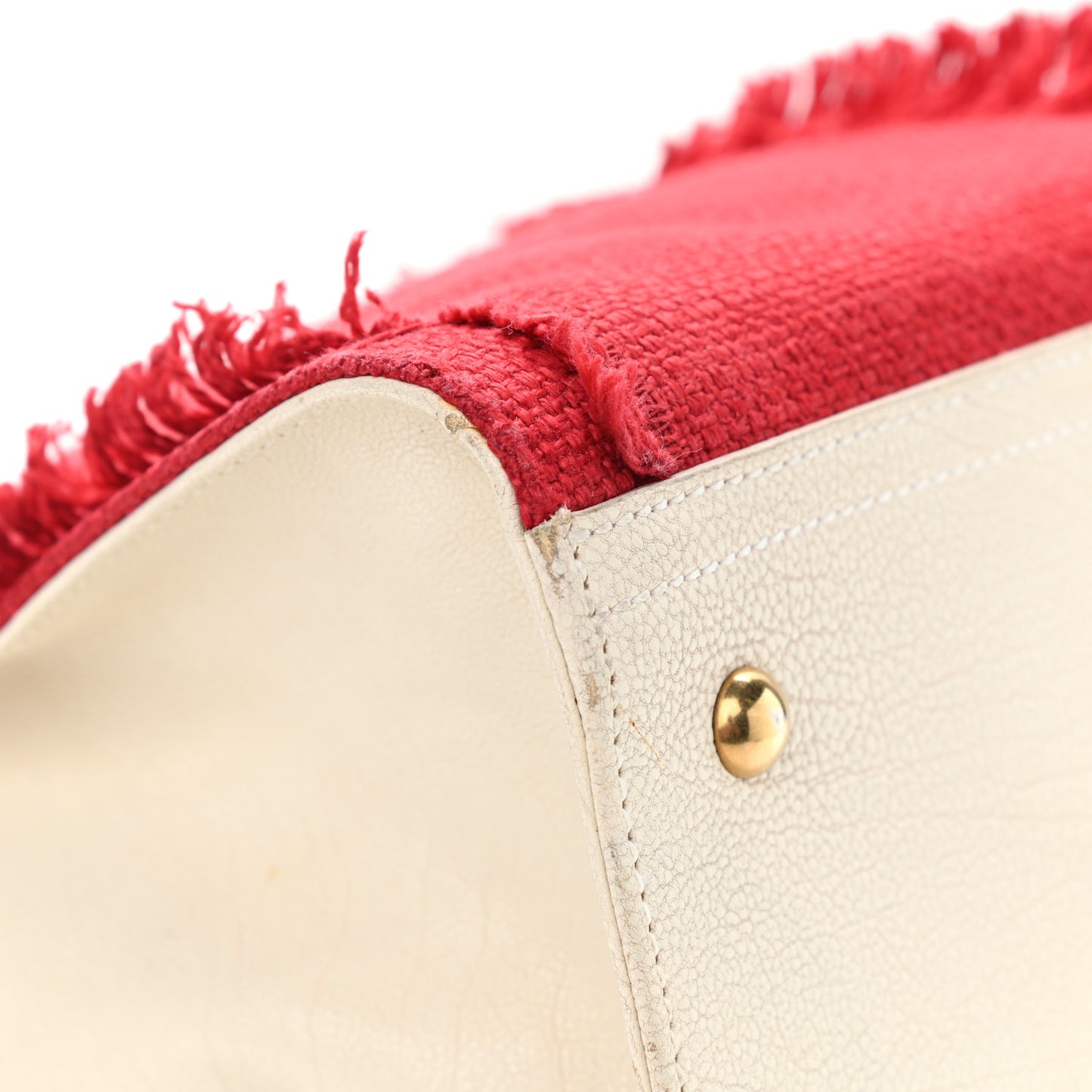 Linen Sheepskin Large Cabas ChYc Tote Red