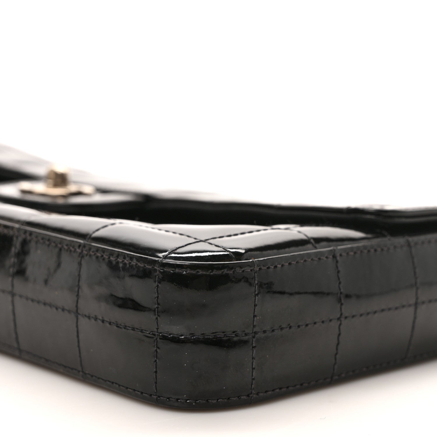 Chanel Patent Quilted East West Chocolate Bar Flap Black 9 of 11