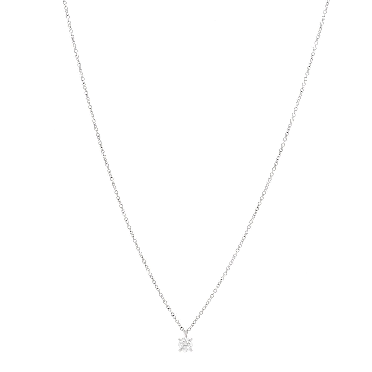 Tiffany Platinum Diamond .27ct Solitaire Pendant Necklace 1 of 5