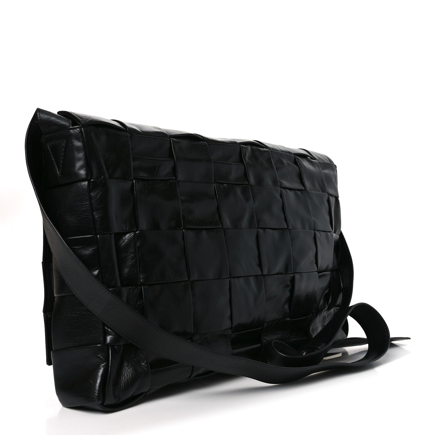 Bottega Veneta Paper Calfskin Maxi Intreccio Large Cassette Crossbody Bag Black 3 of 11