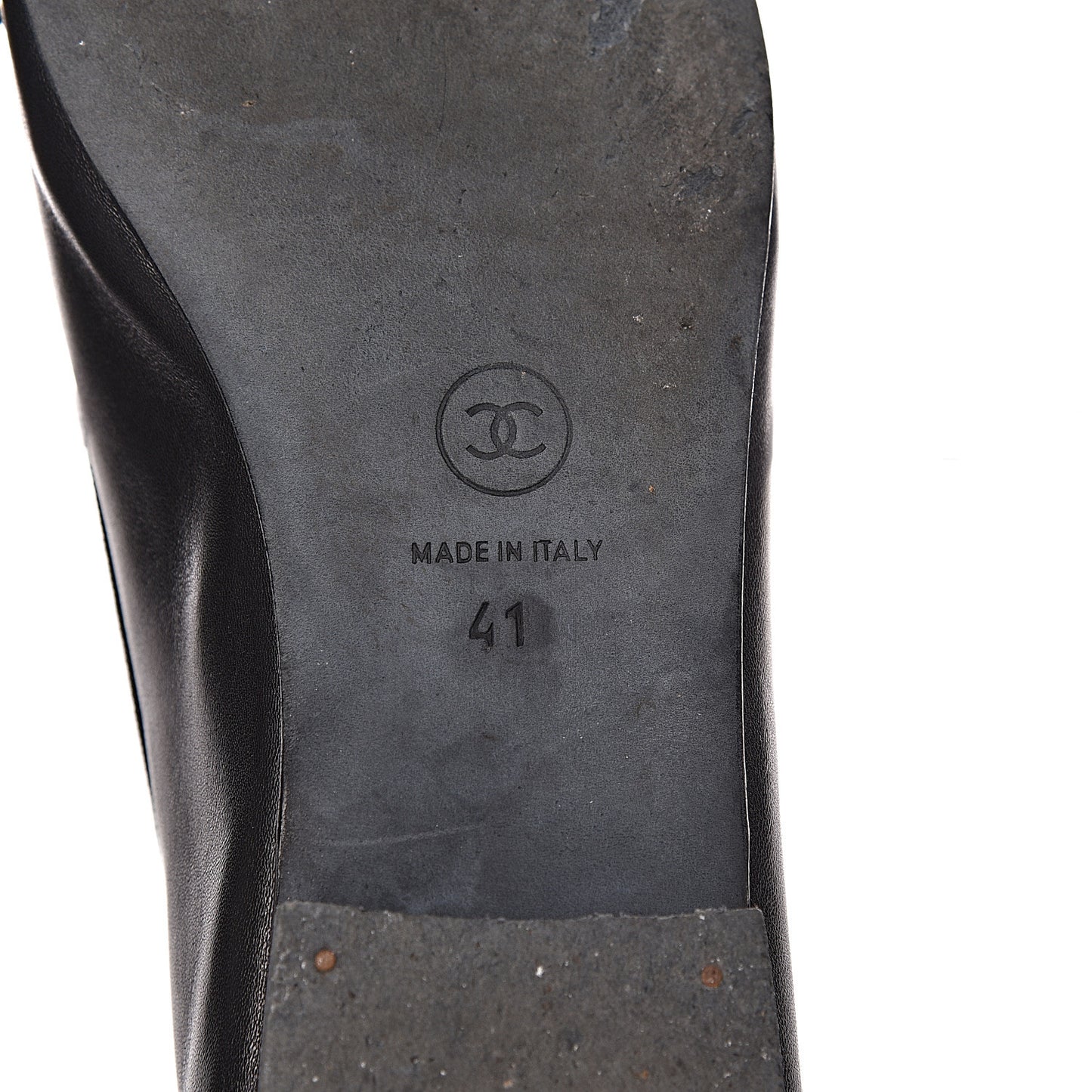 Lambskin Patent Cap Toe Ballerina Flats 41 Black
