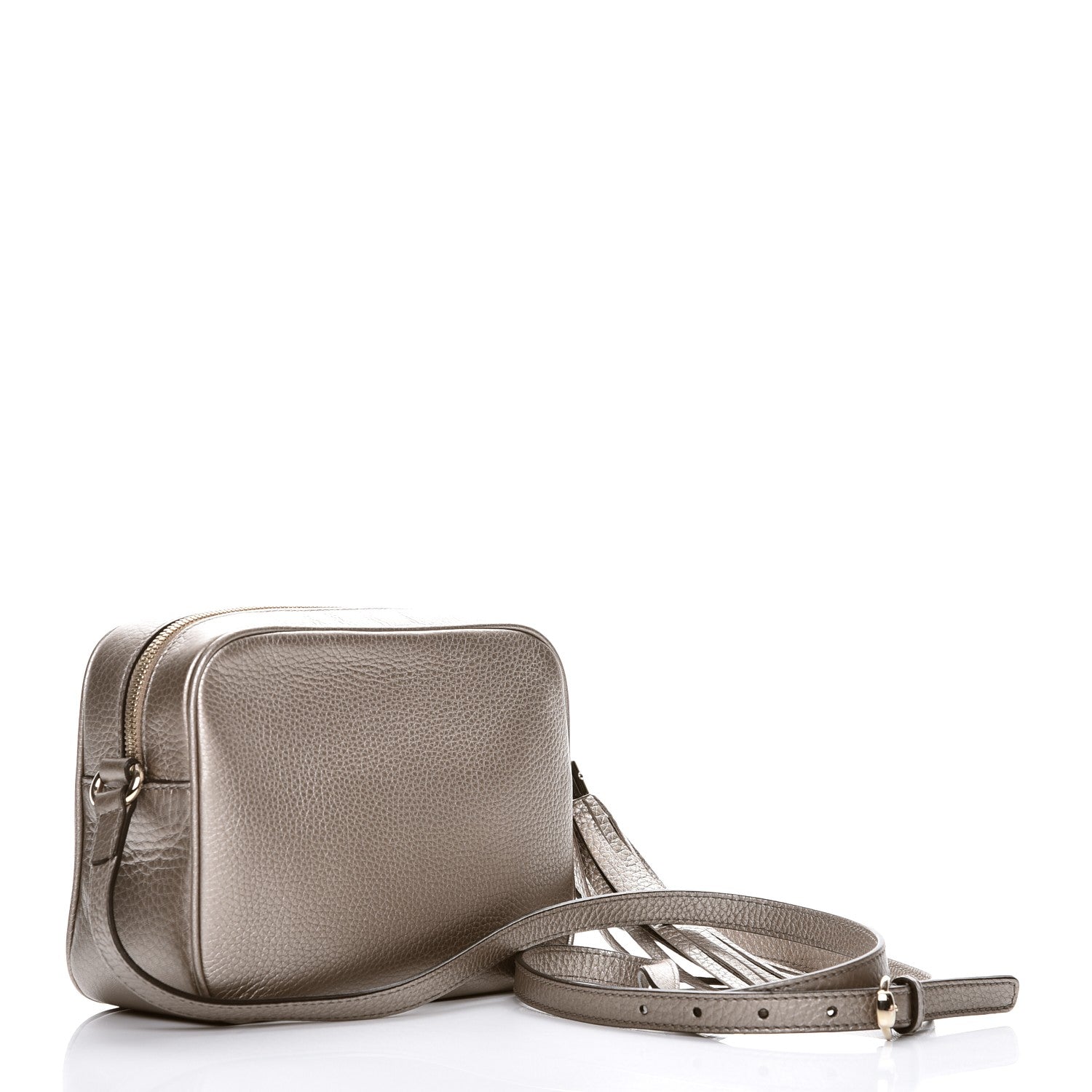 Gucci Metallic Pebbled Calfskin Small Soho Disco Bag Golden Beige 3 of 7