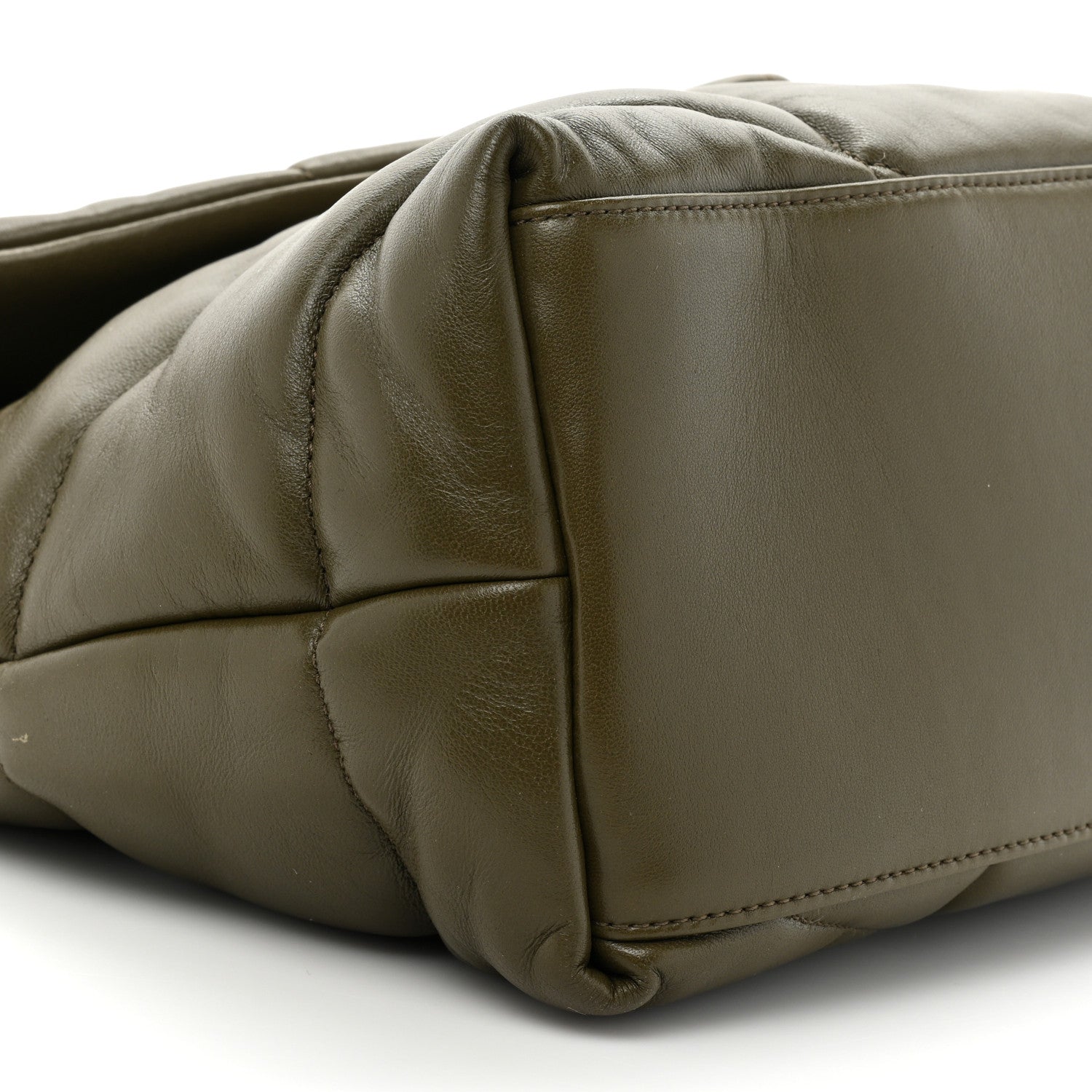 Saint Laurent Lambskin Quilted Medium Loulou Puffer Monogram Chain Satchel Seaweed 9 of 14