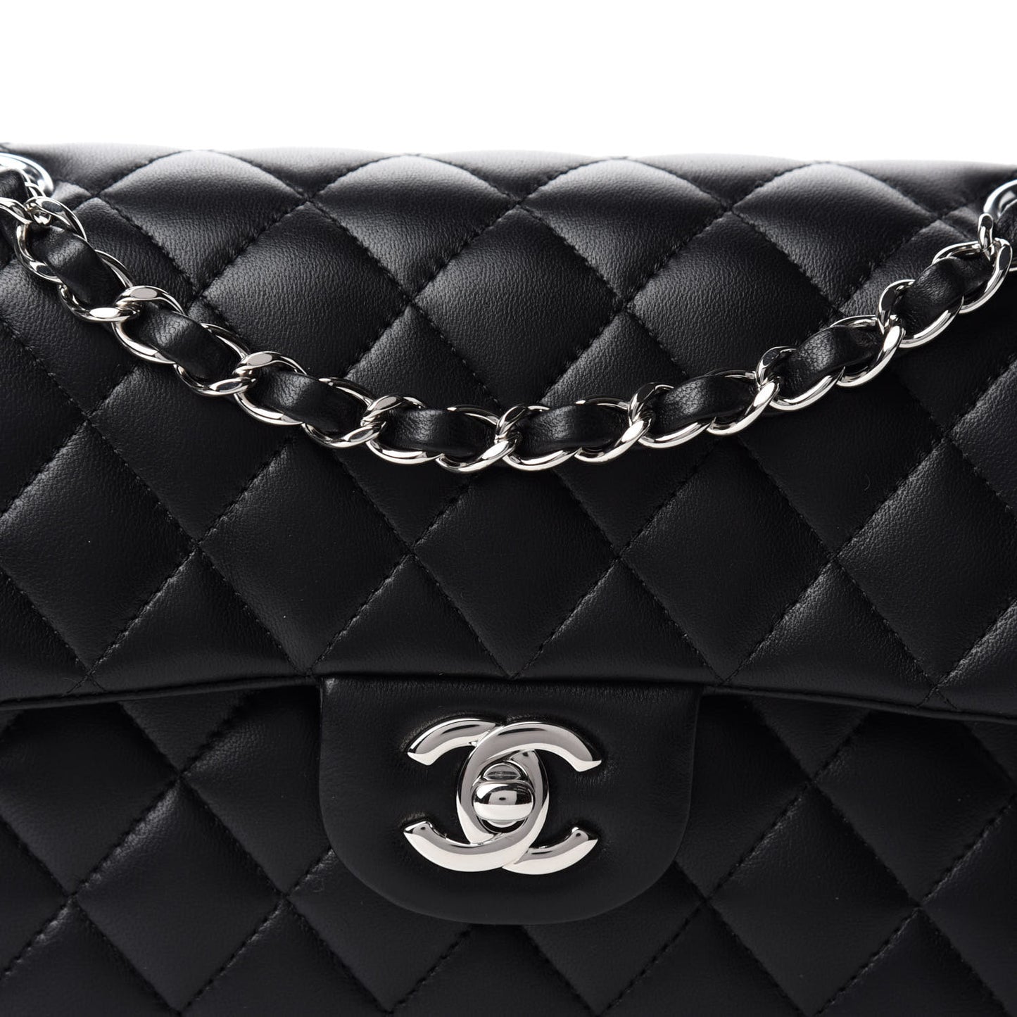 Lambskin Quilted Small Double Flap Black