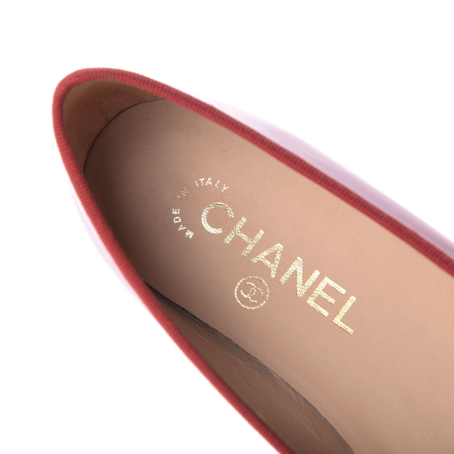 Chanel Patent Calfskin CC Cap Toe Ballerina Flats 36.5 Red 8 of 11