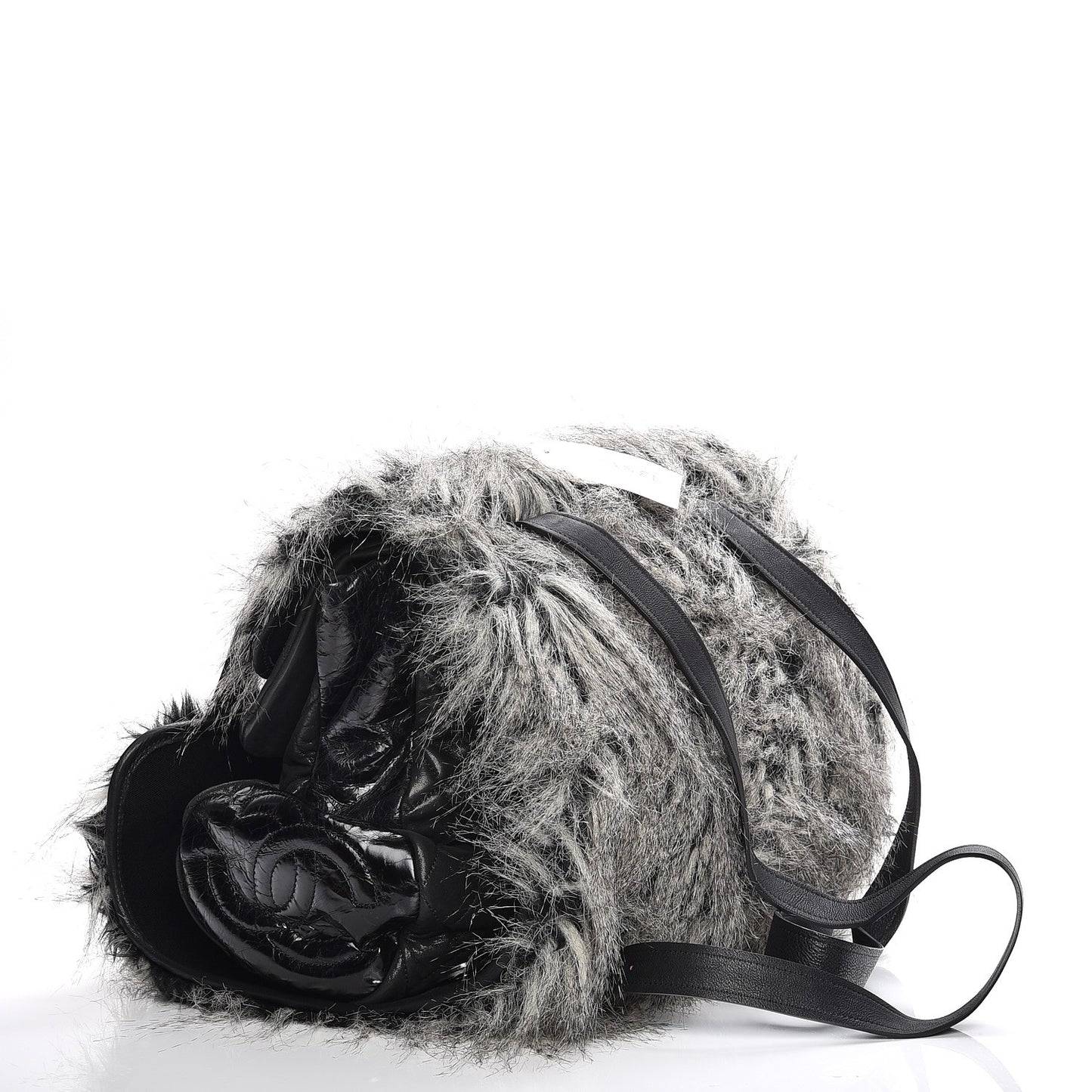 Iridescent Calfskin Fantasy Fur Backpack Grey