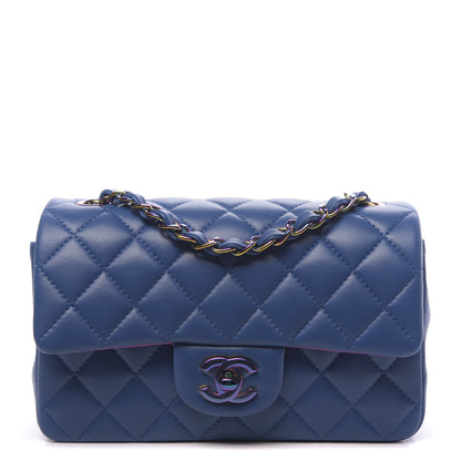 Chanel Lambskin Quilted Mini Rectangular Flap Blue Purple 1 of 10