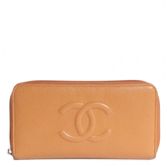 Chanel Caviar CC Large Gusset Zip Around Wallet Dark Beige 1 of 9