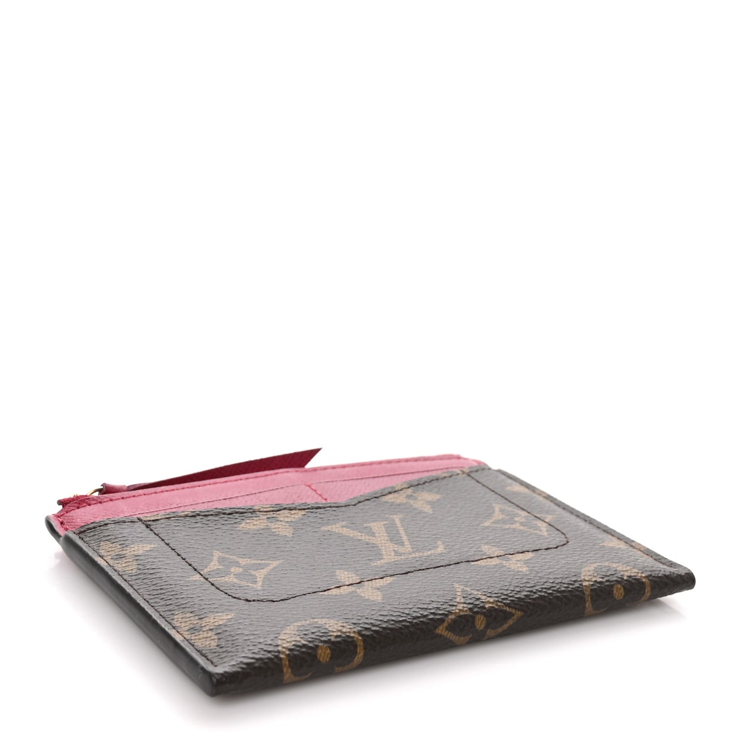 Monogram Zipped Card Holder Fuchsia