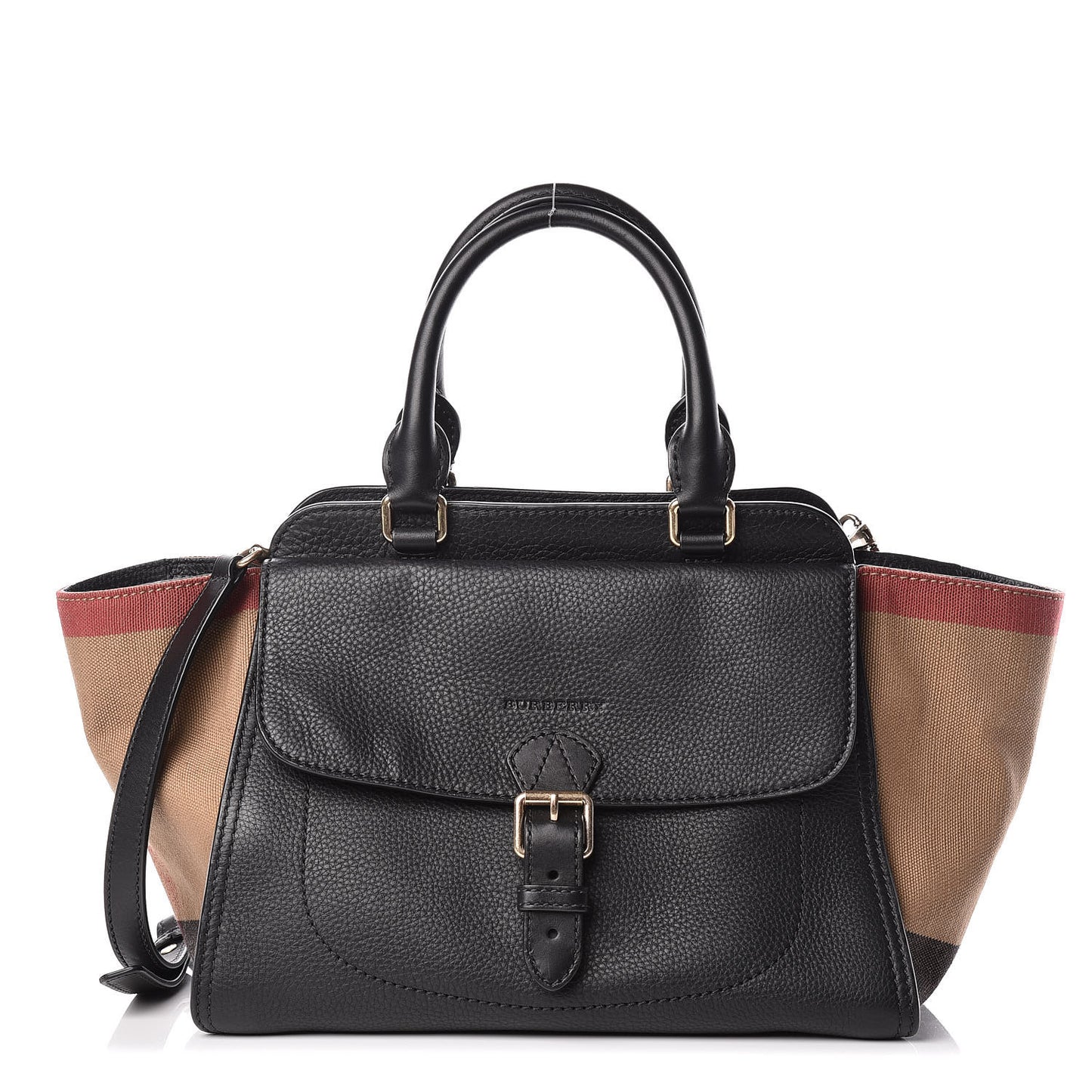Canvas Mega Check Grained Calfskin Medium Harcourt Satchel Black