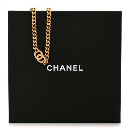 Chanel Crystal Chain Link CC Choker Necklace Gold 6 of 6