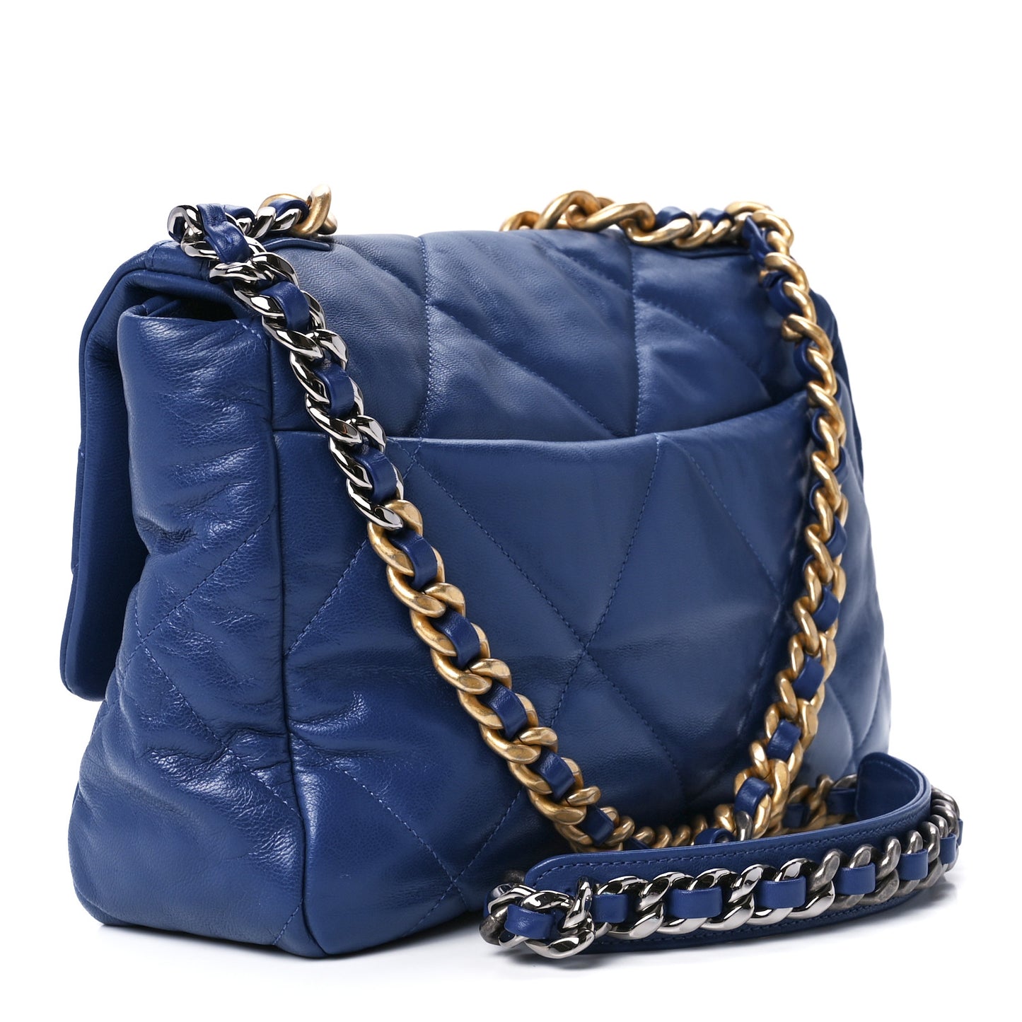 Lambskin Quilted Large Chanel 19 Flap Blue