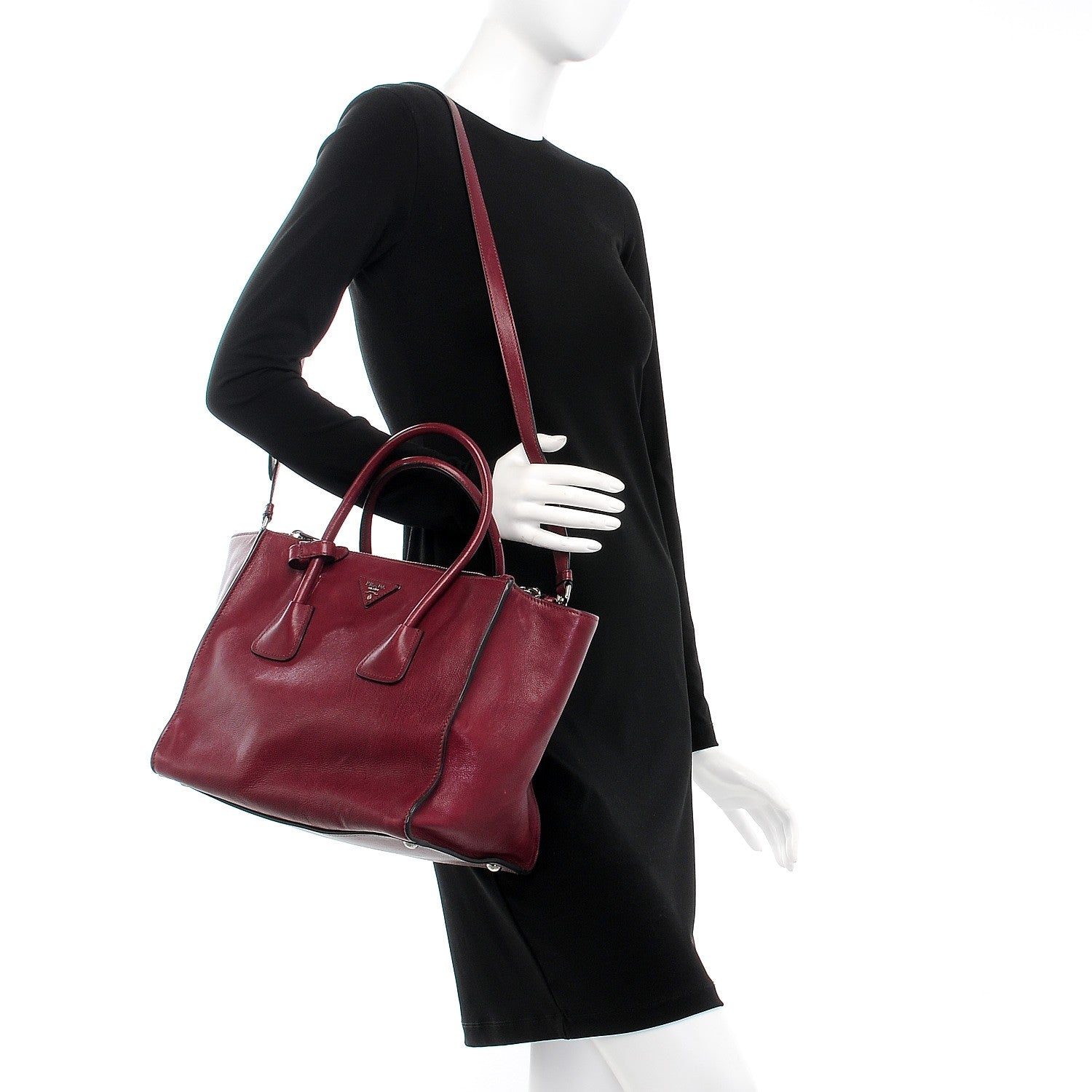 Prada Glace Calf Twin Pocket Tote Fuxia 230419 – FASHIONPHILE