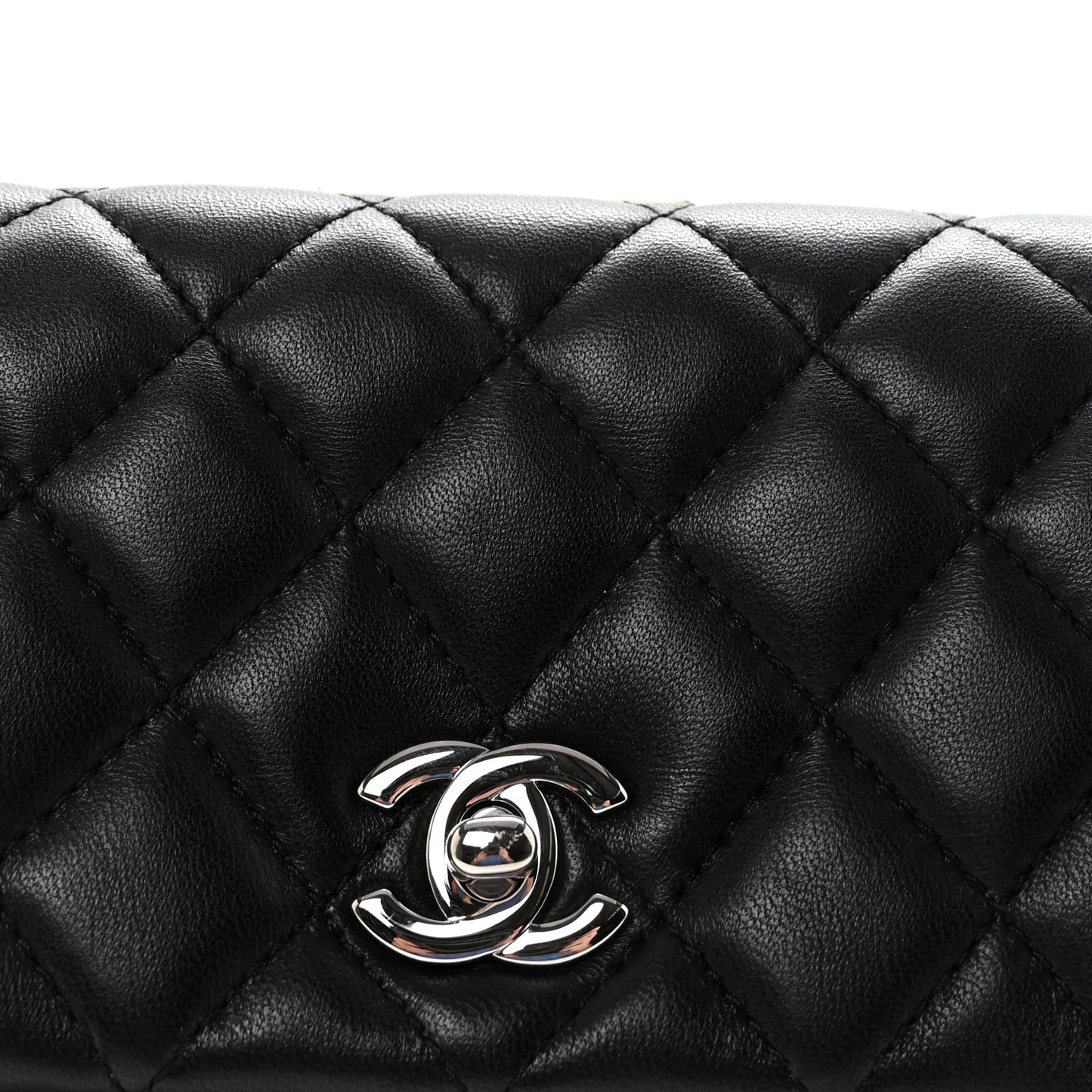 Lambskin Quilted Fold Up Again Clutch Black