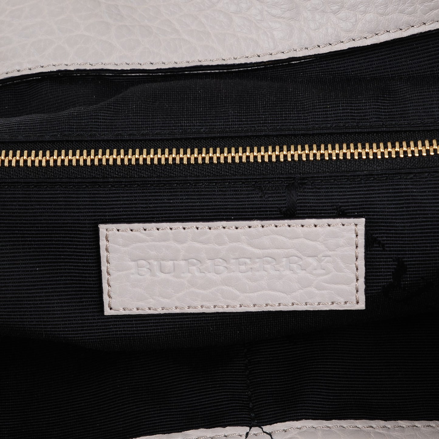 Signature Grain Calfskin Medium Dewsbury Tote Stone White