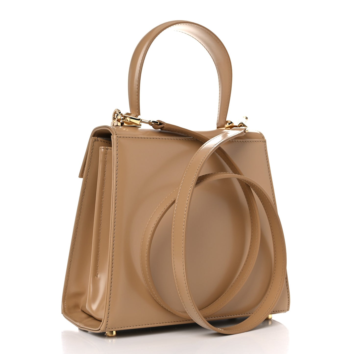 Brushed Off Calfskin Iconic Top Handle Bag Camel