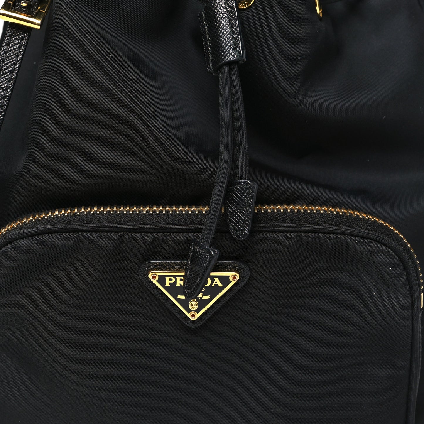 Saffiano Tessuto Nylon Mini Bucket Crossbody Bag Black