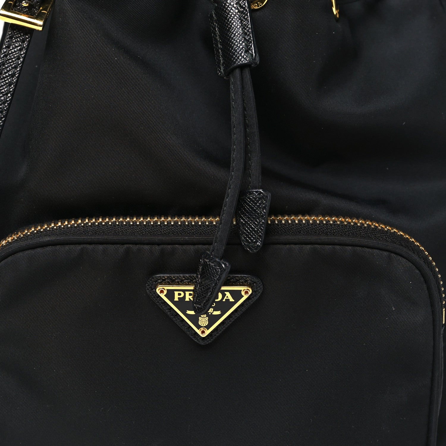 Prada Saffiano Tessuto Nylon Mini Bucket Crossbody Bag Black 8 of 10
