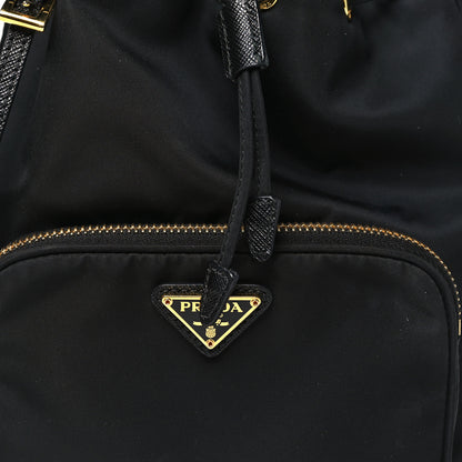 Prada Saffiano Tessuto Nylon Mini Bucket Crossbody Bag Black 8 of 10