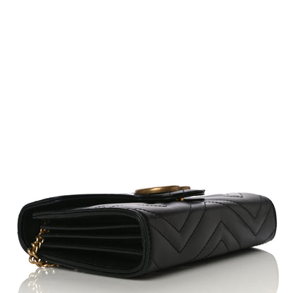 Gucci Calfskin Matelasse GG Marmont Chain Wallet Black 4 of 13