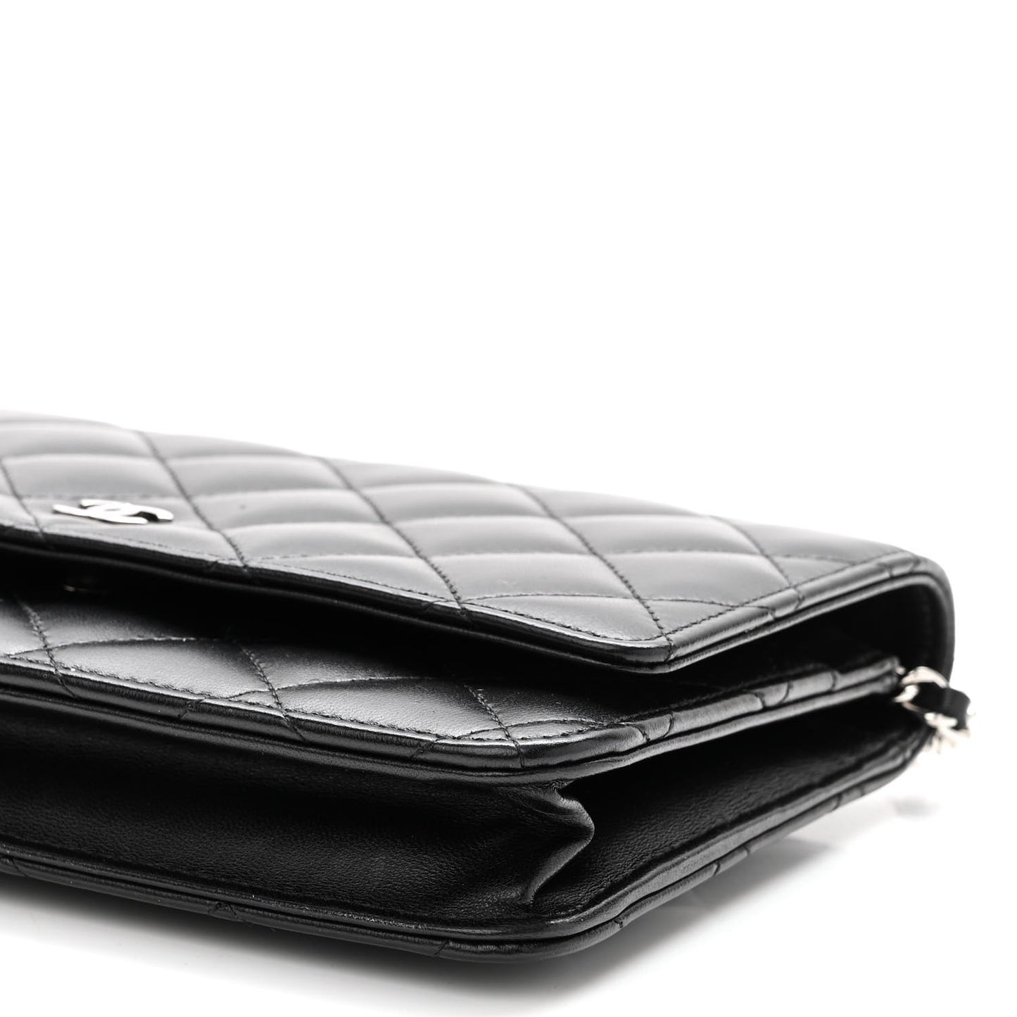Lambskin Quilted Wallet On Chain WOC Black