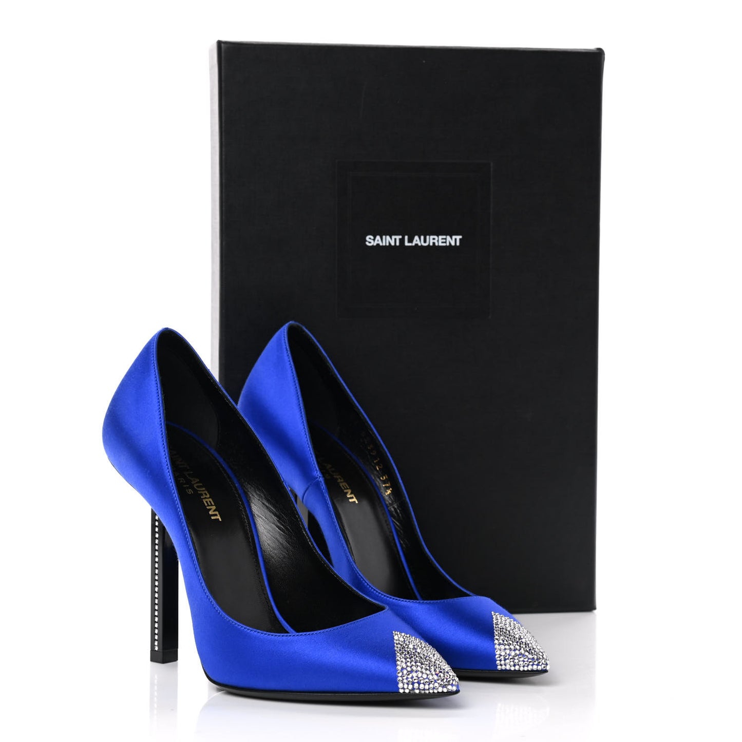 Satin Crystal Embellished Tower 110 Pump 37.5 Blue