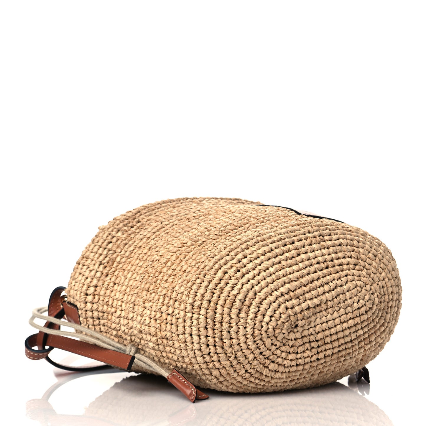 Calfskin Raffia Bucket Bag Natural Tan
