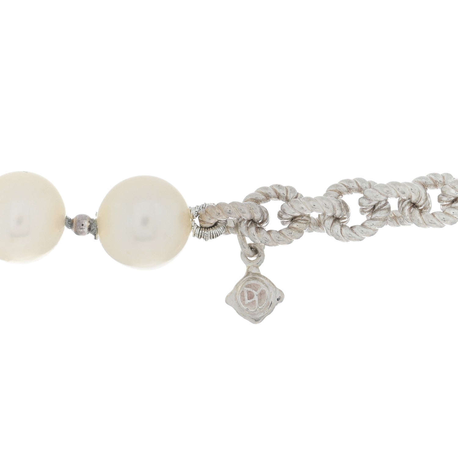David Yurman Sterling Silver Pearl 8-8.5mm Long Chain Necklace 50" 4 of 4